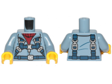 973pb3898c01 - Torso Jacket with Zipper, Dark Red Turtleneck Sweater and Dark Blue Harness Pattern / Sand Blue Arms / Yellow Hands