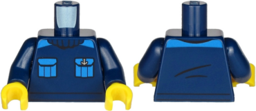 973pb3919c01 - Torso Turtleneck Sweater with Blue Pockets and Silver Anchor Pattern / Dark Blue Arms / Yellow Hands