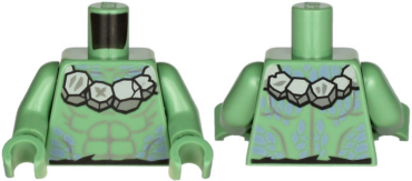 973pb3924c01 - Torso Bare Chest with Light Bluish Gray Muscles Outline, Stone Necklace and Sand Blue Spots Pattern / Sand Green Arms / Sand Green Hands