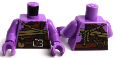 973pb3938c01 - Torso Dark Orange Cloths, Tan Rope and Reddish Brown Belt Pattern / Medium Lavender Arms / Medium Lavender Hands