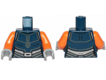 973pb3971c01 - Torso SW Ahsoka Jumpsuit with Silver Belt Pattern / Orange Arms / Light Bluish Gray Hands