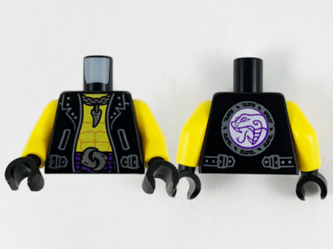 973pb4153c01 - Torso Jacket, Yellow Chest, Silver Necklace with Fang Pendant and Yin Yang Belt Buckle Pattern / Yellow Arms / Black Hands