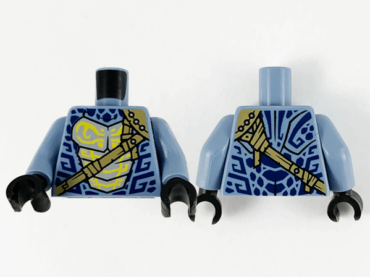 973pb4158c01 - Torso Dark Blue Scales, Dark Tan Crossbelt and Yellow Lines Pattern / Sand Blue Arms / Black Hands