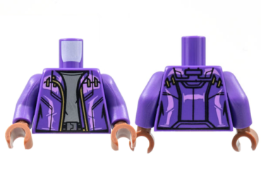 973pb4418c01 - Torso Jacket, Lavender Trim, Gold Zipper, Dark Bluish Gray Shirt Pattern / Dark Purple Arms / Reddish Brown Hands
