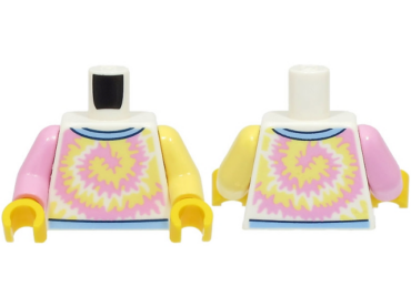 973pb4859c01 - Torso Shirt Bright Pink and Bright Light Yellow Swirl, Bright Light Blue Collar Pattern / Bright Light Yellow Arm Left / Bright Pink Arm Right / Yellow Hands