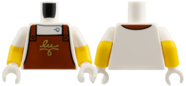 973pb6599c01 - Torso Reddish Brown Apron, Gold 'lu' and Filigree Pattern / Yellow Arms with White Short Sleeves Pattern / White Hands