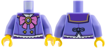 973pb6601c01 - Torso Dark Purple Collar, Dark Pink Bow, Bold Buttons and Broach Pattern / Blue Violet Arms / Yellow Hands