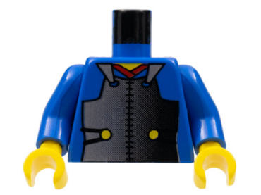 973px12c01 - Torso Castle Ninja Armor Plate, Red Collar Pattern (Samurai) / Blue Arms / Yellow Hands