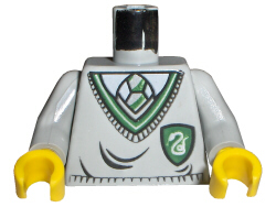 973px147c01 - Torso Harry Potter Uniform Slytherin Shield Pattern / Light Gray Arms / Yellow Hands
