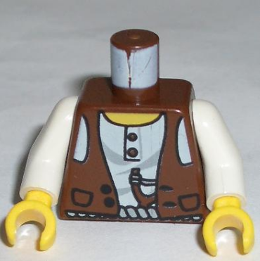 973px190c01 - Torso Adventurers Desert Vest over White Shirt, Slingshot Pattern / White Arms / Yellow Hands