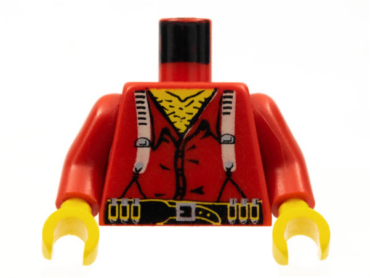 973px56c01 - Torso Western Bandit Suspenders and Ammunition on Belt Pattern / Red Arms / Yellow Hands