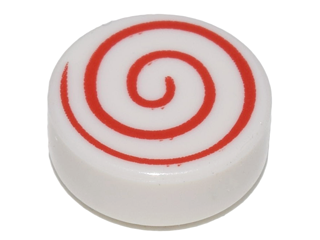 98138pb013 - Tile, Round 1 x 1 with Red Spiral Pattern
