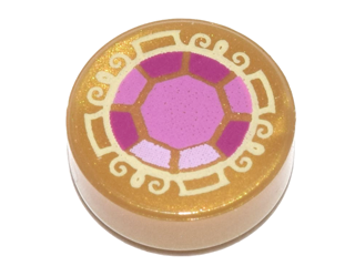 98138pb026 - Tile, Round 1 x 1 with Bright Pink, Dark Pink and Magenta Faceted Jewel Pattern