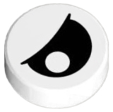 98138pb027 - Tile, Round 1 x 1 with Black Eye Partially Closed with Off-Center Pupil Pattern