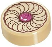 98138pb037 - Tile, Round 1 x 1 with Cookie Magenta Center Pattern