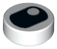 98138pb066 - Tile, Round 1 x 1 with Black Eye Squinting with Pupil in Corner Pattern