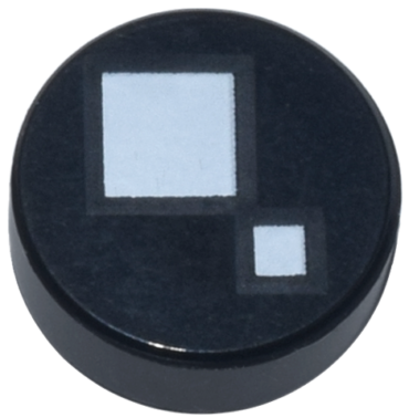 98138pb072 - Tile, Round 1 x 1 with 2 White Squares Pattern (BrickHeadz Standard Eye)