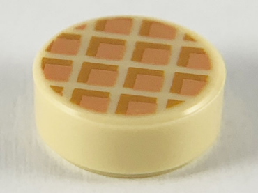 98138pb118 - Tile, Round 1 x 1 with Waffle, Nougat Squares with Medium Nougat Edges Pattern