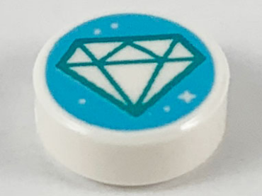 98138pb125 - Tile, Round 1 x 1 with Dark Turquoise Diamond Outline on Medium Azure Background Pattern