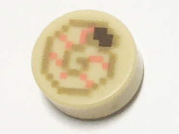 98138pb176 - Tile, Round 1 x 1 with Pixelated Minecraft Coral and Dark Tan Nautilus Shell Pattern