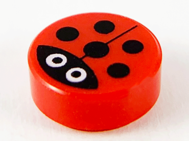 98138pb177 - Tile, Round 1 x 1 with Ladybug, Large White Eyes with Black Pupils Pattern