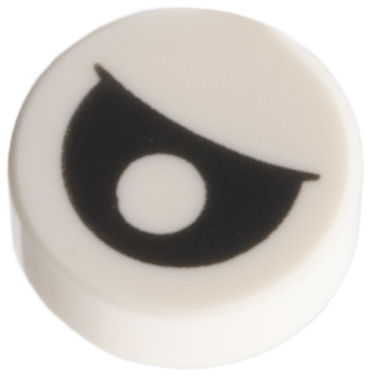 98138pb183 - Tile, Round 1 x 1 with Black Eye Partially Closed with Centered Pupil Pattern