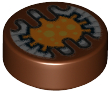 98138pb289 - Tile, Round 1 x 1 with Orange and Silver SW TT-8L/Y7 Gatekeeper Droid Electronic Eye with Gold Dots Pattern