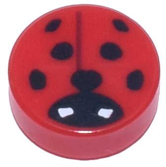 98138pb393 - Tile, Round 1 x 1 with Ladybug, Small White Eyes Pattern