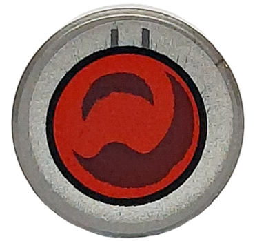 98138pb422 - Tile, Round 1 x 1 with Dark Red and Red Goggle Lens with Black Circle and Silver Border Pattern