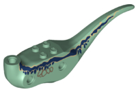98165c01pb09 - Dinosaur Body Raptor with Dark Blue Stripes and Spots and Dark Tan Markings on Sides Pattern