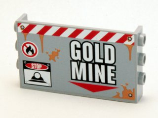 98280pb03 - Panel 1 x 6 x 3 with Studs on Sides with 'GOLD MINE' Pattern (Sticker) - Set 4204
