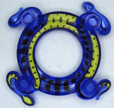 98344pb01 - Ring 4 x 4 with 2 x 2 Hole and 2 Intertwined Snakes with Lime Pattern (Ninjago Spinner Crown)