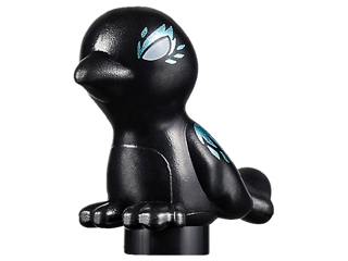 98388pb08 - Bird, Friends / Elves with White Eyes and Metallic Light Blue Feathers Pattern (Shadow Raven)