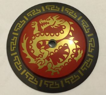 98606pb003 - Dish 9 x 9 Inverted (Radar) with Gold Dragon on Red Medallion Pattern