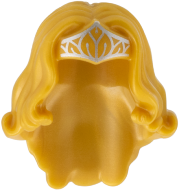 98725pb04 - Minifigure, Hair Female Long Wavy with Silver Tiara Pattern