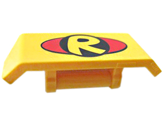 98834pb07 - Vehicle, Spoiler with Bar Handle with Letter R inside Black Circle on Red Oval Pattern