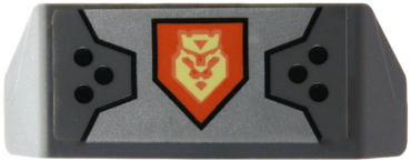 98834pb13 - Vehicle, Spoiler with Bar Handle with Silver Armor Plate, Bright Light Yellow King Symbol on Orange Pentagonal Shield Pattern (Sticker) - Set 70327