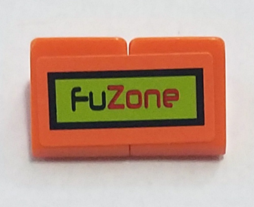 BA136pb05 - Stickered Assembly 2 x 1 x 2/3 with Black and Red 'FuZone' on Lime Rectangle with Border Pattern (Sticker) - Set 8125 - 2 Slope 30 1 x 1 x 2/3