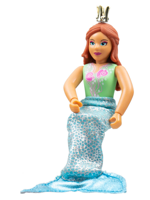 belvfemale55a - Belville Female - Medium Green Swimsuit with Seashells, Dark Orange Hair, Crown, Mermaid Tail