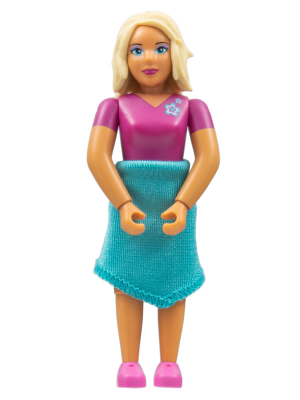 belvfemale66a - Belville Female - Magenta Top with Flowers on Shoulder Pattern, Dark Pink Shoes, Tan Hair, Skirt