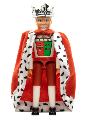 belvmale07a - Belville Male - King with White and Red Pants, Shirt Insignia, White Hair, Cloak, Crown