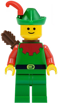 cas137a - Forestman - Red, Green Hat, Red Feather, Quiver