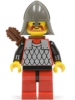 cas163a - Scale Mail - Red with Black Arms, Red Legs with Black Hips, Dark Gray Neck-Protector, Quiver