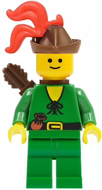 cas320 - Forestman - Pouch, Brown Hat, Red 3-Feather Plume, Quiver
