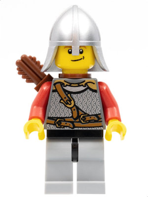cas472 - Kingdoms - Lion Knight Scale Mail with Chest Strap and Belt, Helmet with Neck Protector, Quiver, Smirk