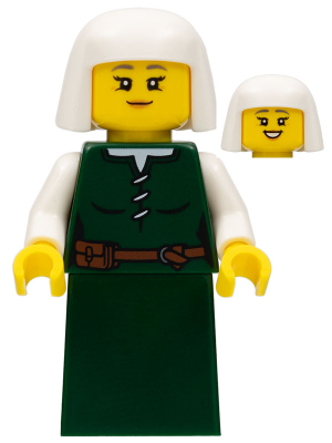 cas570 - Peasant - Female, Dark Green Skirt, White Headdress