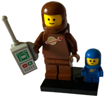 col24-3 - Brown Astronaut and Spacebaby, Series 24 (Complete Set with Stand and Accessories)