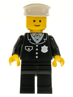 cop001 - Police - Suit with 4 Buttons, Black Legs, White Hat
