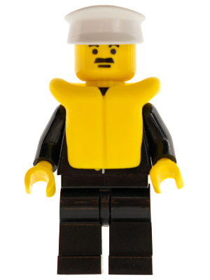 cop021 - Police - Suit with Sheriff Star, Black Legs, White Hat, Life Jacket