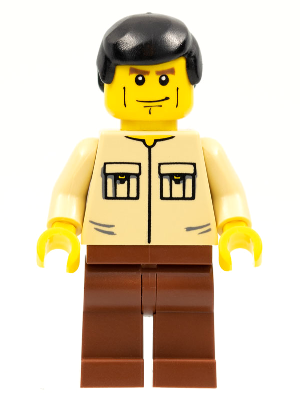 cty0112 - Shirt with 2 Pockets No Collar, Reddish Brown Legs, Black Male Hair